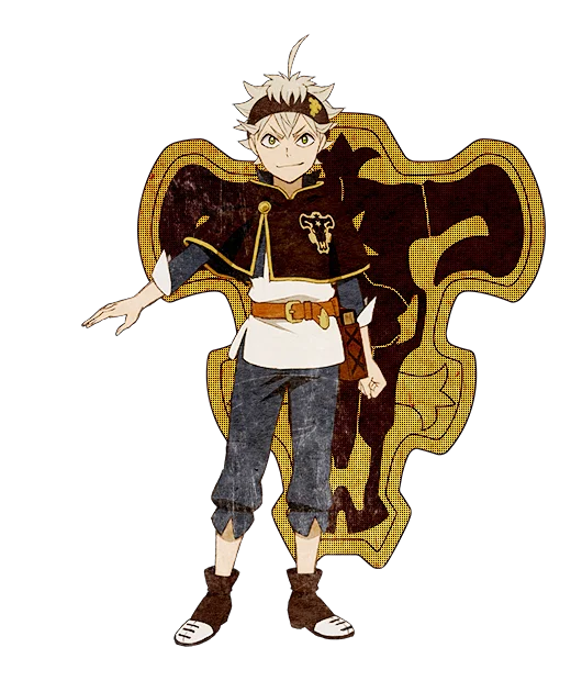 Asta, with spiky light hair and a black headband, in his Black Bulls cloak.