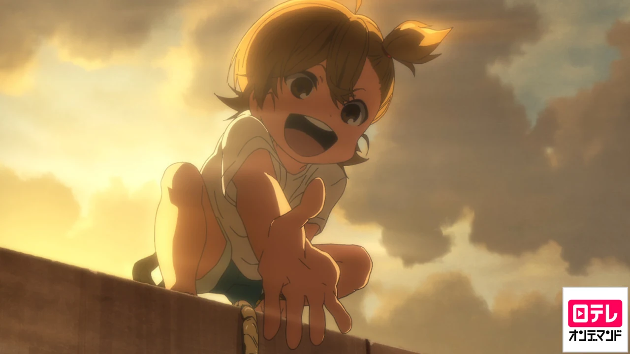 Naru leans over a wall and reaches down with one hand.