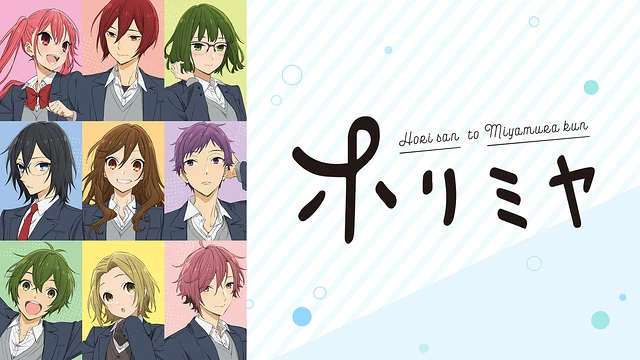 A grid of Horimiya characters appears beside the title.