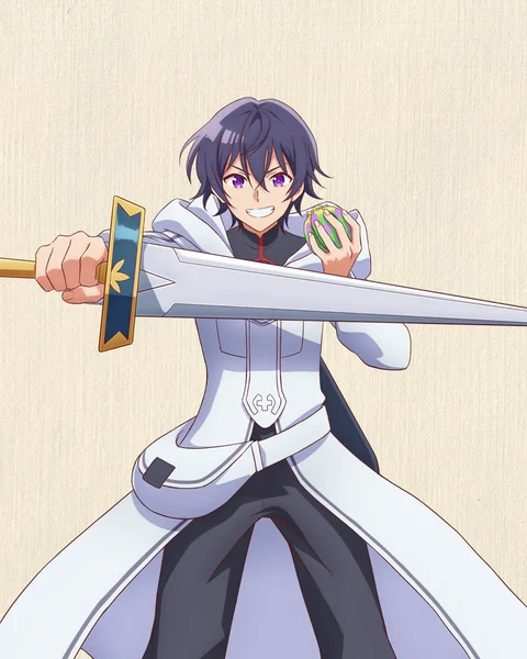 Light holds a sword and a skill fruit against a pale background.