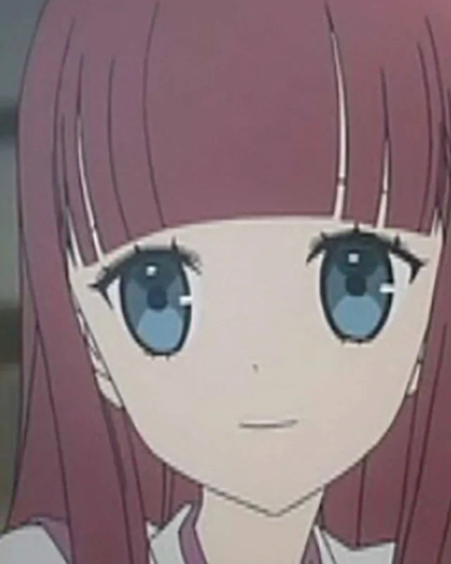 A pink-haired pupil in a white robe looks ahead.